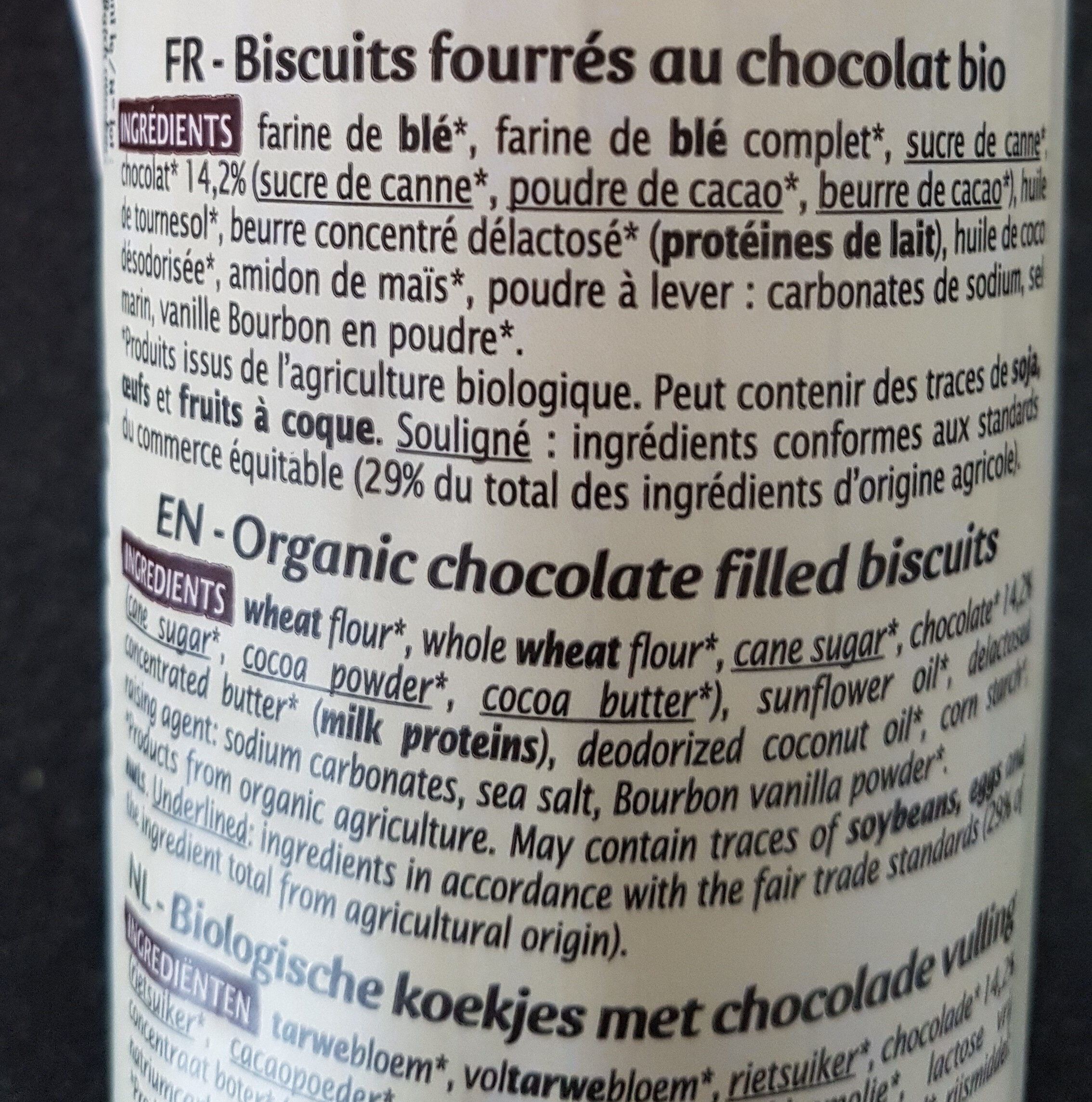 Fourrés Chocolat - Ingrédients
