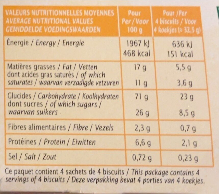 Galettes pur beurre - Información nutricional - fr