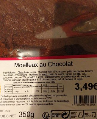 Moelleux au chocolat - Ingrédients