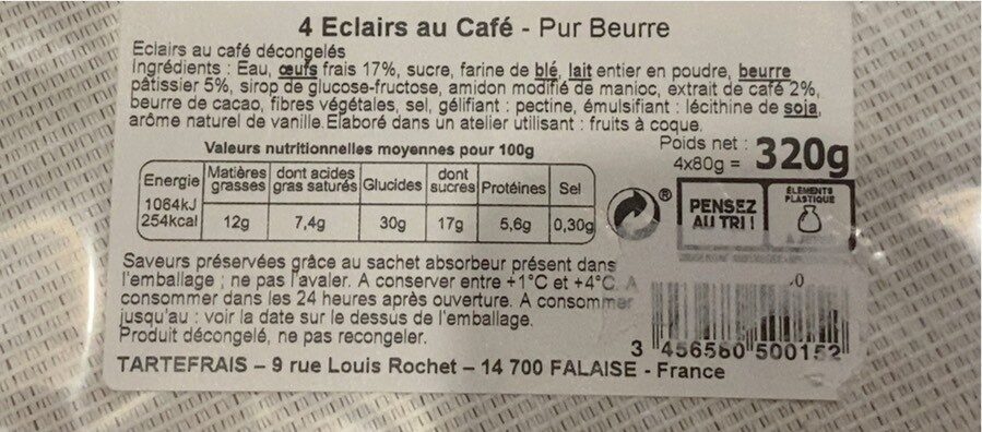 4 eclairs au café - Nutrition facts - fr