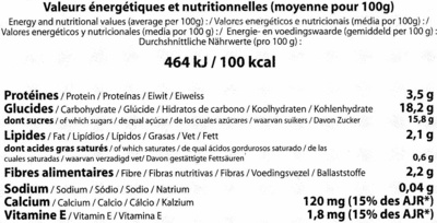 Soja chocolat - Tableau nutritionnel - es
