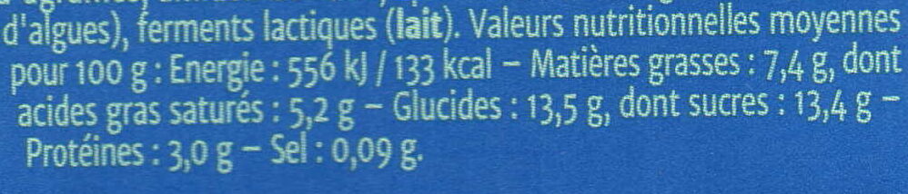 yaourt gourmand noix de coco - Tableau nutritionnel