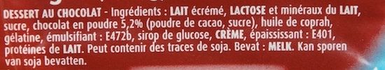 Mousse Chocolat 🍫 Nova - Ingredientes - fr