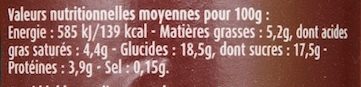 Mousse Chocolat 🍫 Nova - Información nutricional - fr