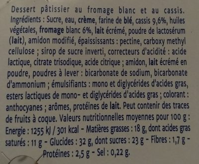 Cheese cake cassis - Ingredients - fr