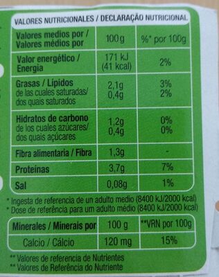 Yogur de soja - Voedingswaarden - es