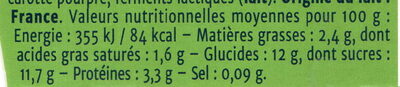 Rhubarbe rose - Yaourt Gourmand - Información nutricional - fr