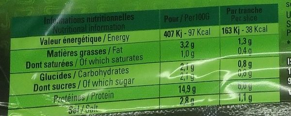 Jambon de dinde halal - Nutrition facts - fr