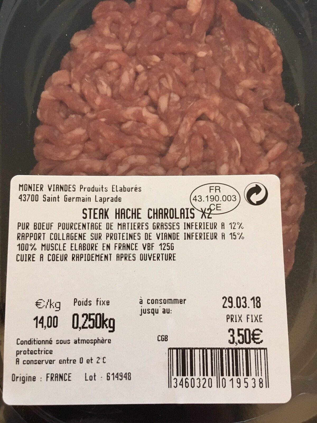 Steak haché charolais - Ingrédients