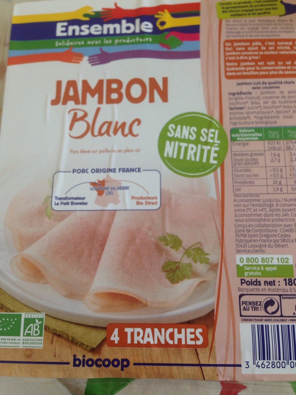 Jambon blanc sans sel nitrité - Product - fr