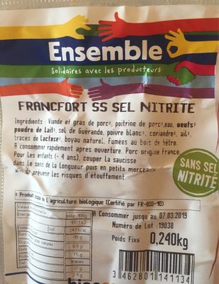 Saucisse Francfort ss sel nitrit(4) - Ingredienti - fr