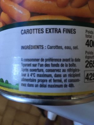 Carottes Extra fines - Ingrédients