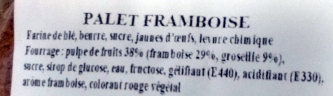 Le Palet Framboise - Ingrédients