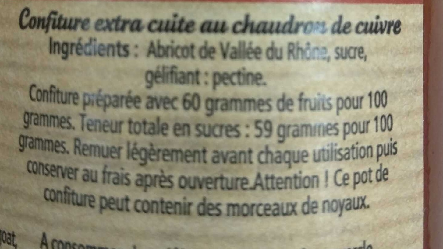 Abricot de la Vallée du Rhône - Ingrédients
