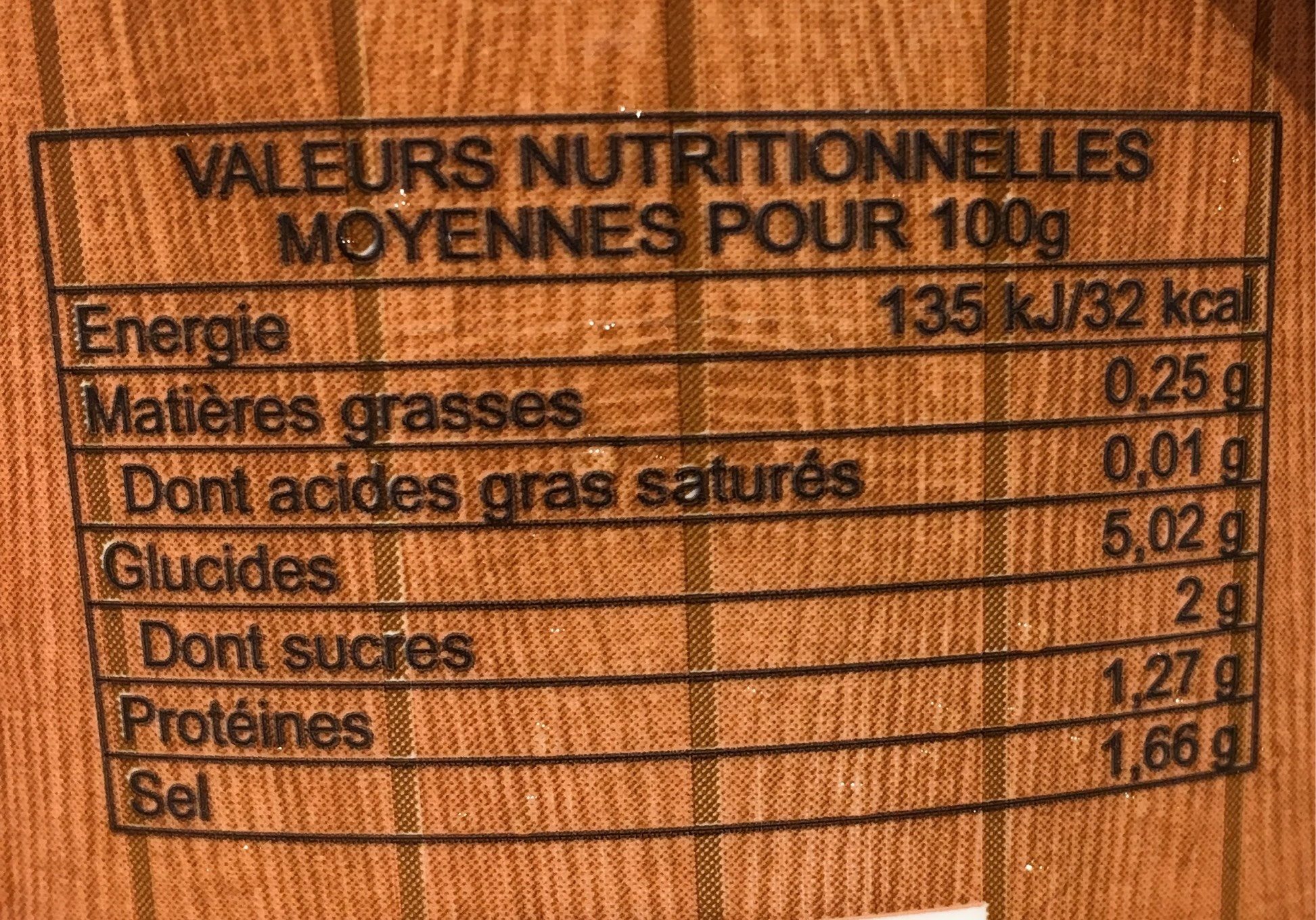 Choucroute De Krautergershiem, René Weber Et Fils - Tableau nutritionnel