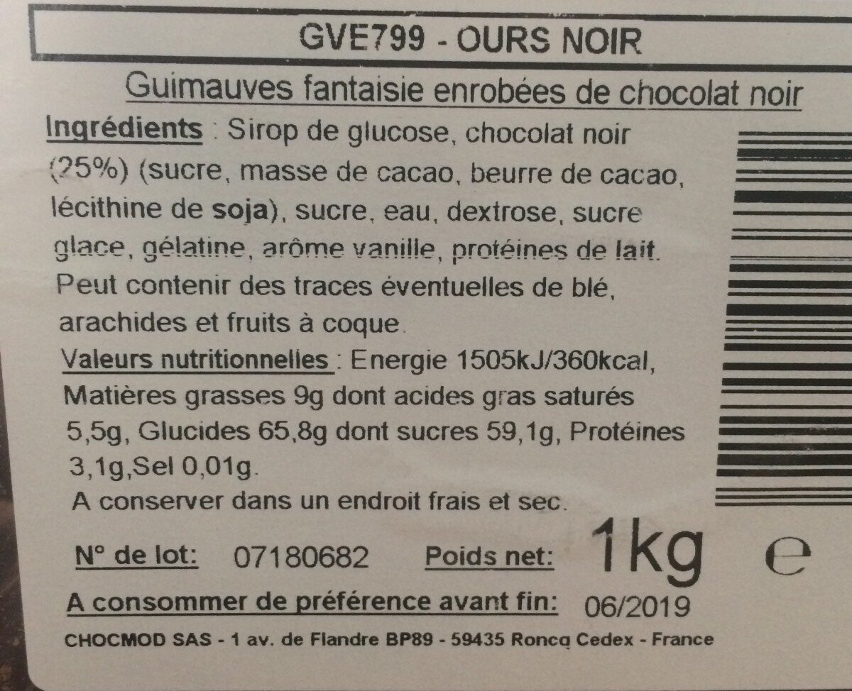 Guimauves Enrobées De Chocolat Noir - Ingrédients