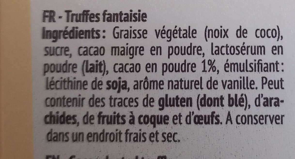 Truffes fantaisie - Ingredientes - fr