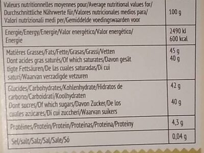 Truffes fantaisie - Información nutricional - fr