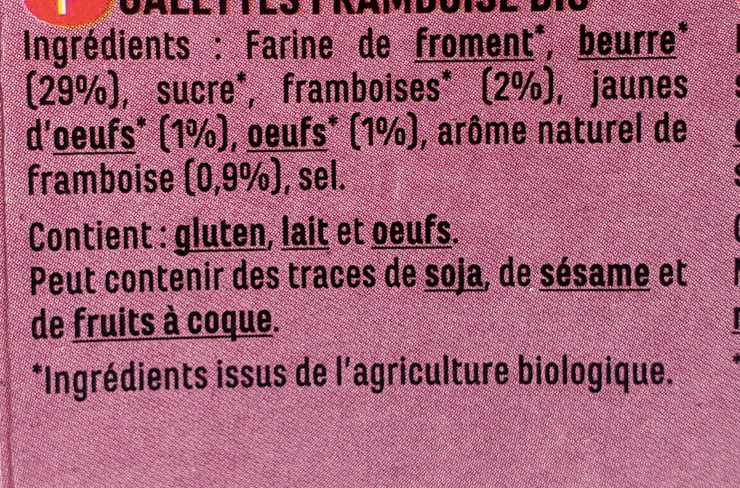 Les Galettes d'Annette Framboise - Ingredients - fr
