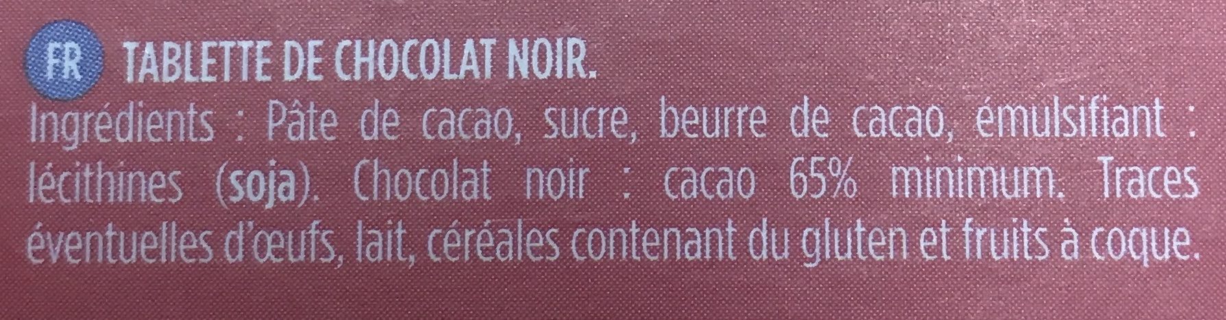 NOIR 65% CACAO - Ingredients - fr