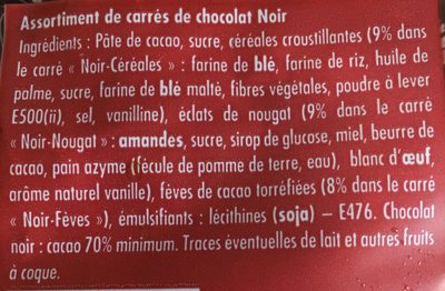 4 saveurs chocolat noir - Ingredients - fr