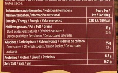 Chocolat noir 65% de cacao - Nutrition facts - fr