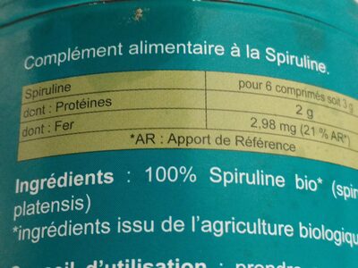 Spiruline bio - Ingredients - fr