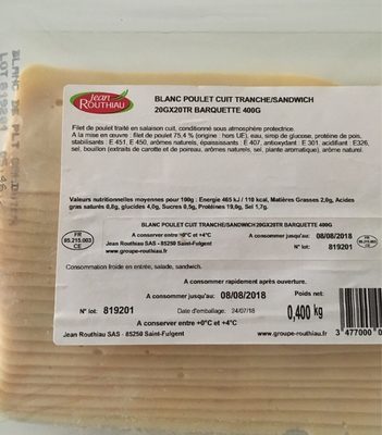 Blanc de poulet cuit tranche/sandwish - Product - fr