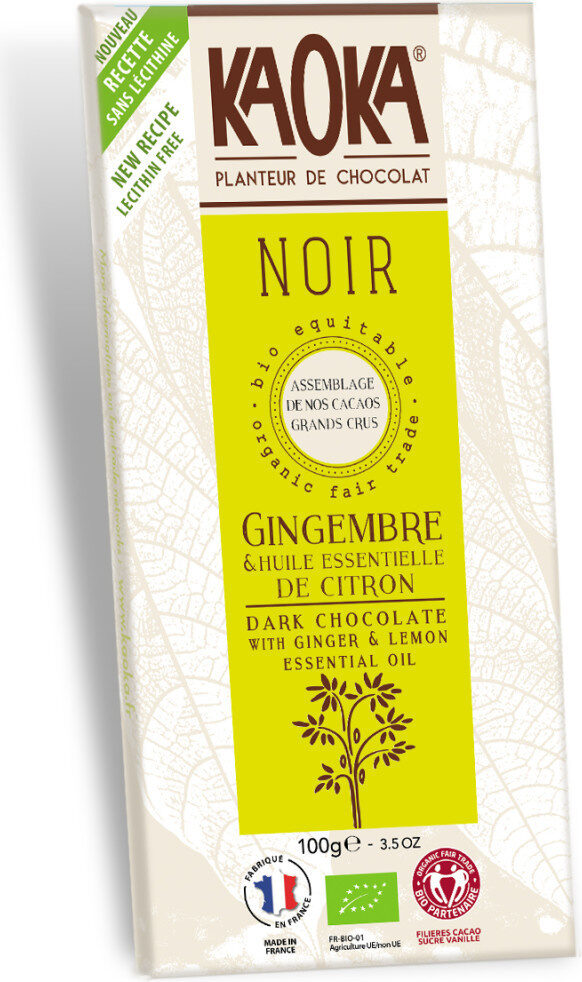 Chocolat Noir Gingembre & Huile Essentielle de Citron Bio - Product - fr