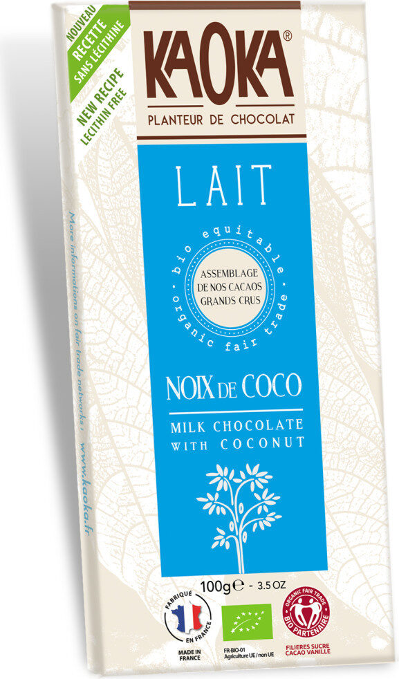 Chocolat au Lait et à la Noix de Coco Bio - Product - fr