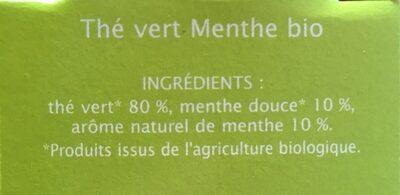 Thé vert menthe Jardin Bio - Ingredients - fr