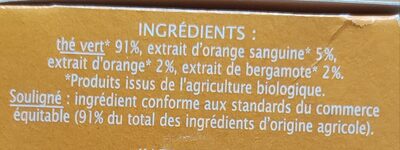 Thé vert Orange Bergamote - Ingrédients