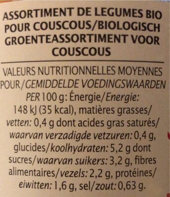 Légumes pour couscous et plats orientaux - Nutrition facts - fr