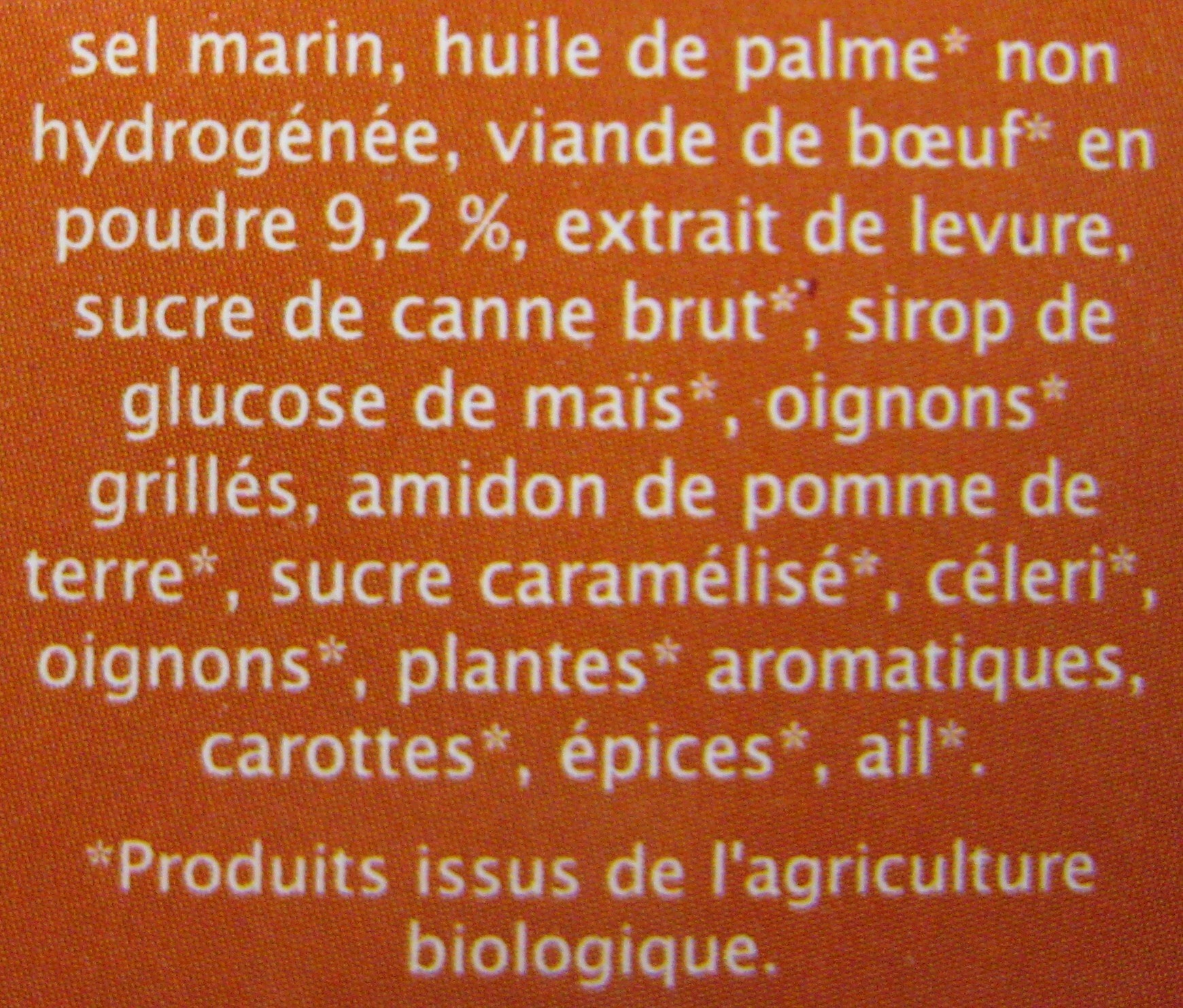 Bouillon cube Boeuf aromates Jardin Bio - Ingrédients
