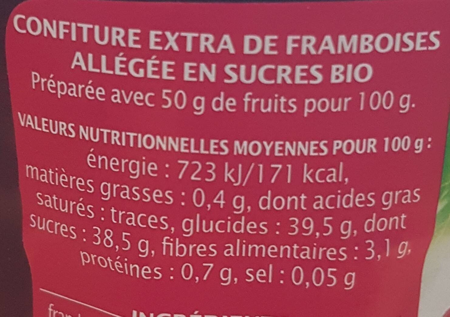 Confiture extra  de framboise - Información nutricional - fr