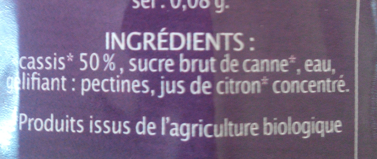 Léa Nature - Confiture Cassis - Ingredientes - fr