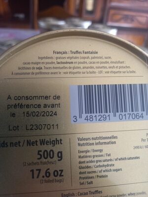 Truffes fantaisie - Ingredients