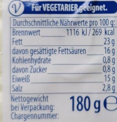 Kräuter Herbs Schafmilch - Tableau nutritionnel - de