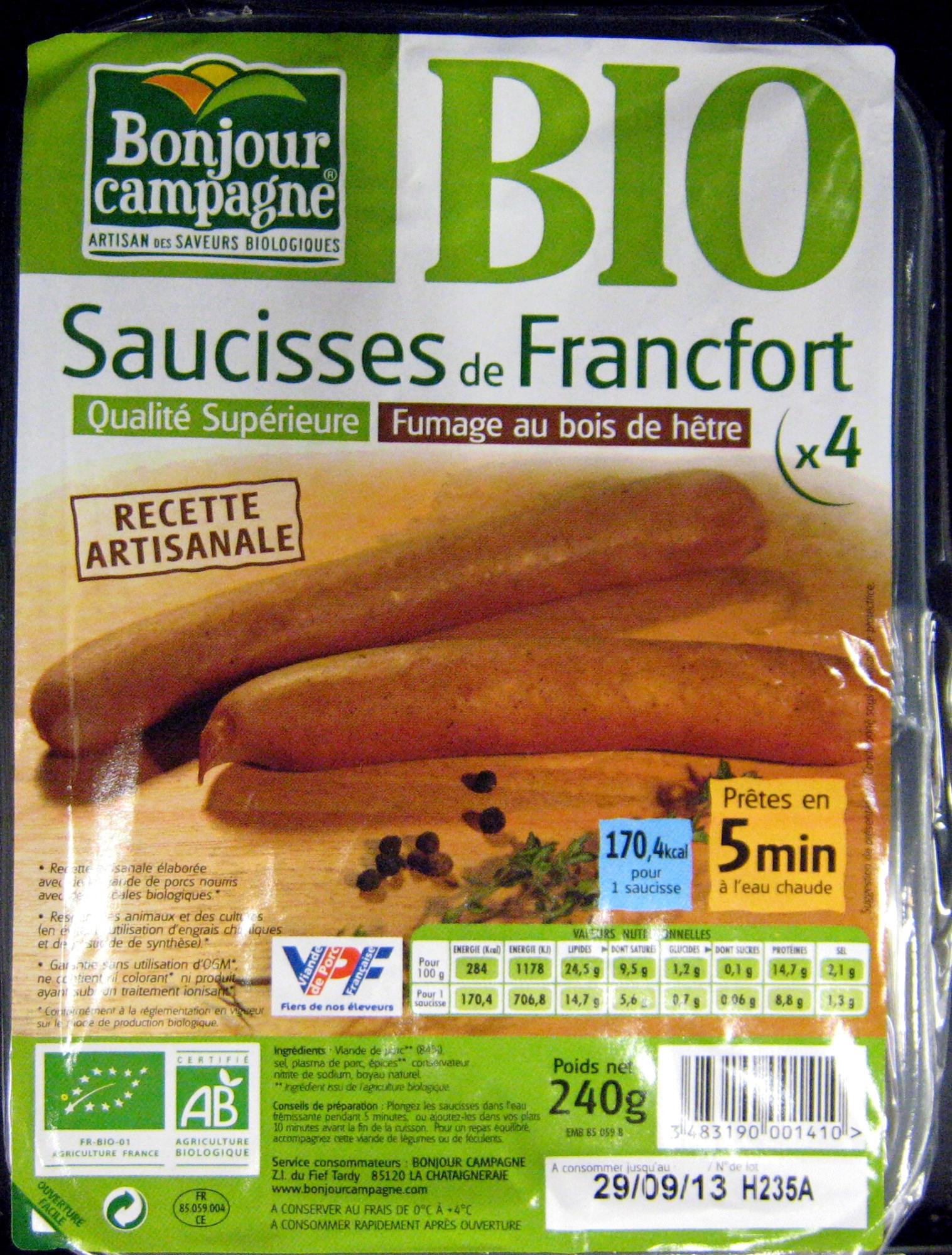 Carrefour Original Saucisses Frankfurt Boyau Naturel 550 g