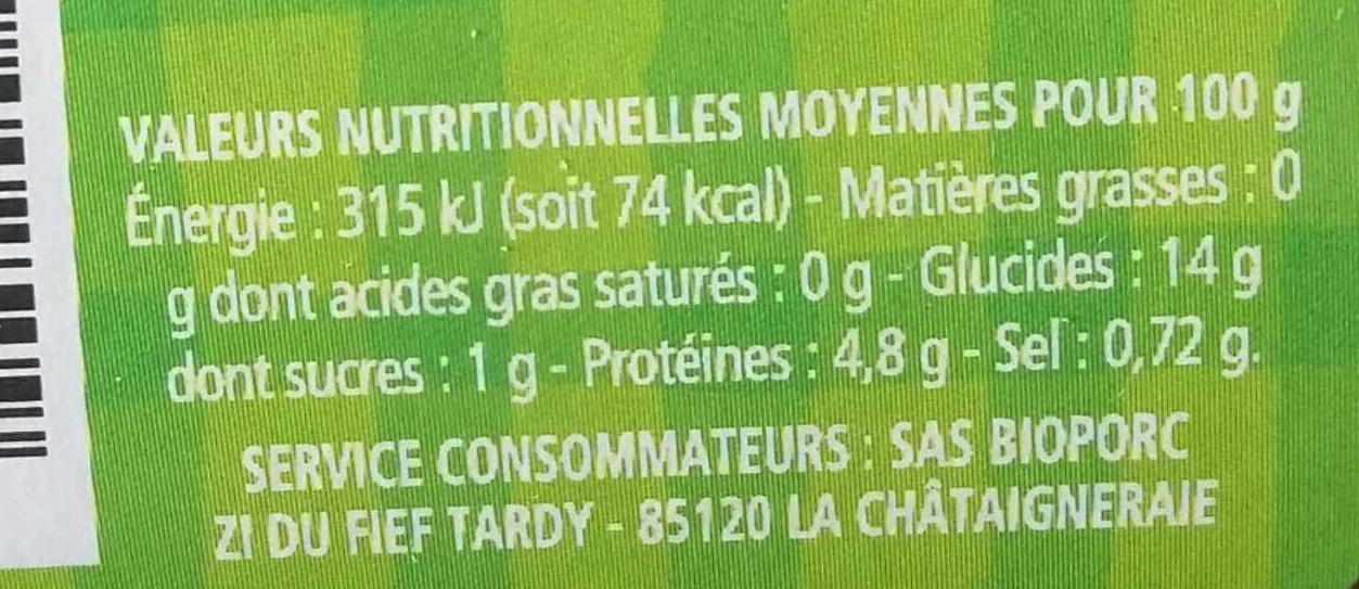Lentilles cuisinées bio - Voedingswaarden - fr