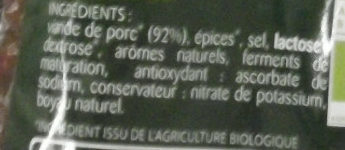 Chorizo biologique - Ingredients - fr