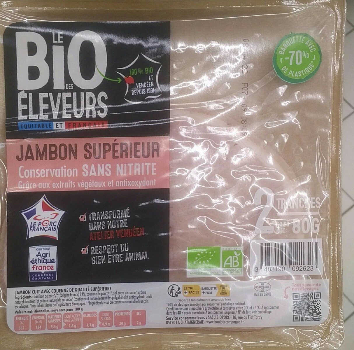 Jambon superieur sans nitrite - Produit