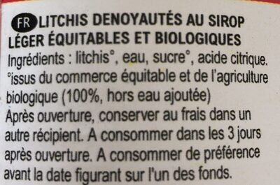 Litchis dénoyautés - Ingrediënten - fr