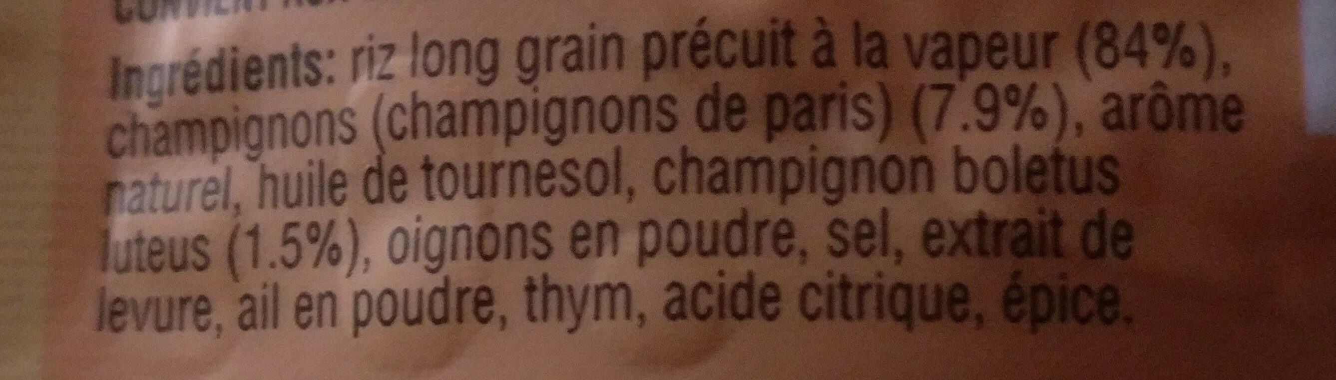 Riz aux champignons de Paris - Ingredients - fr