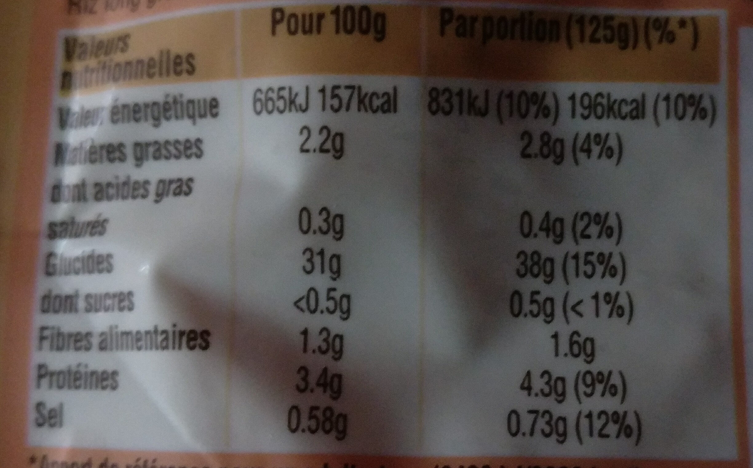 Riz aux champignons de Paris - Nutrition facts - fr
