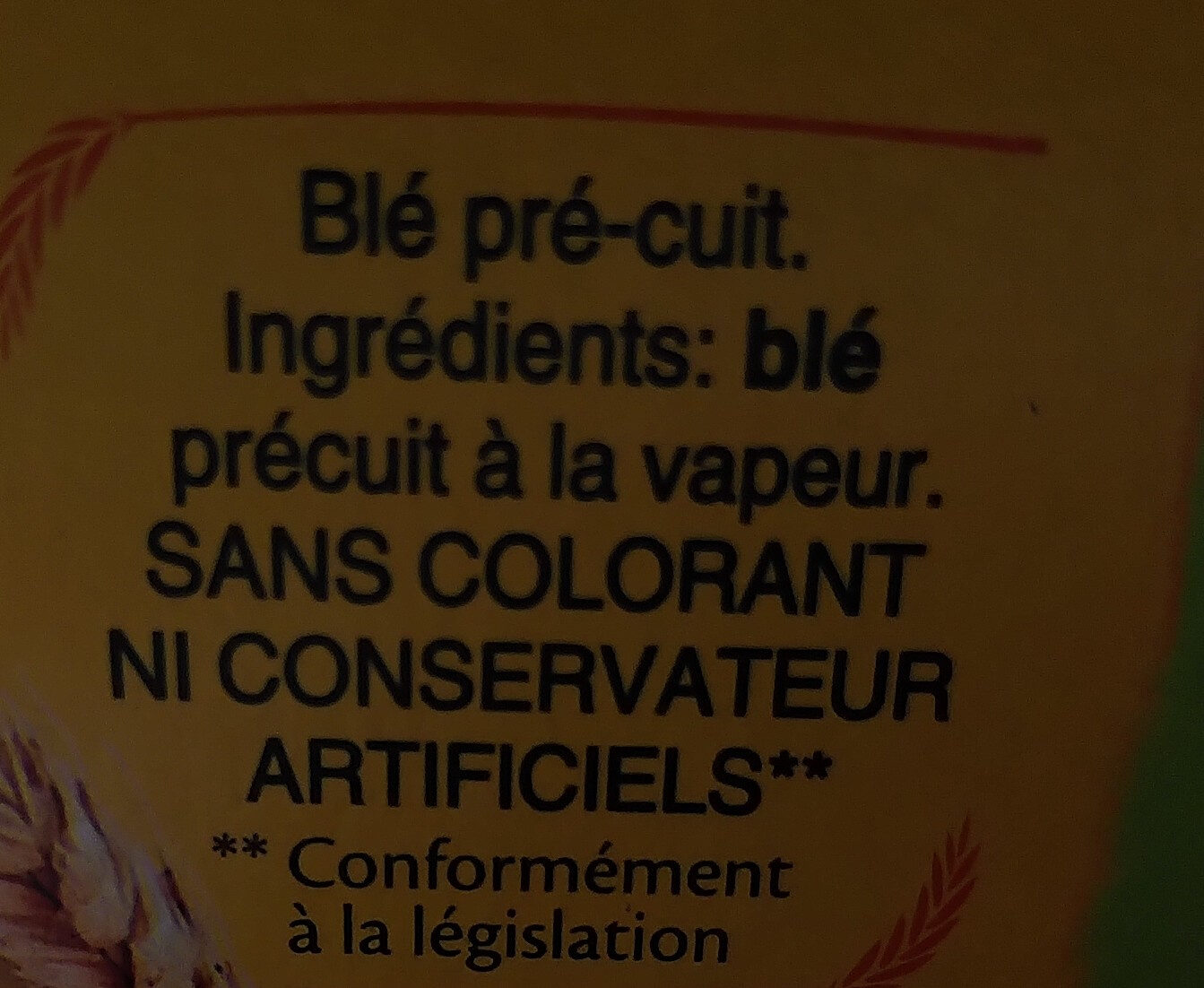 Blé naturel - Ingredientes - fr