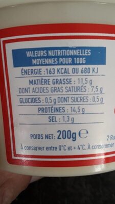 Cancoillonte ail - Nutrition facts - fr