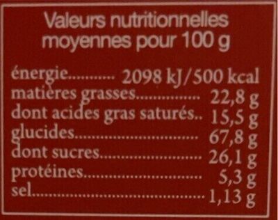 Galettes bretonnes - Tableau nutritionnel