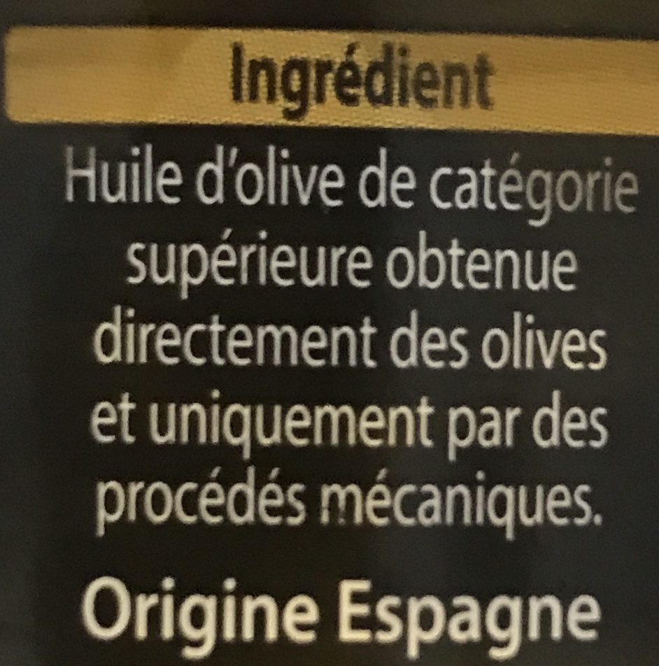 Huile d’olive vierge extra - Ingrédients