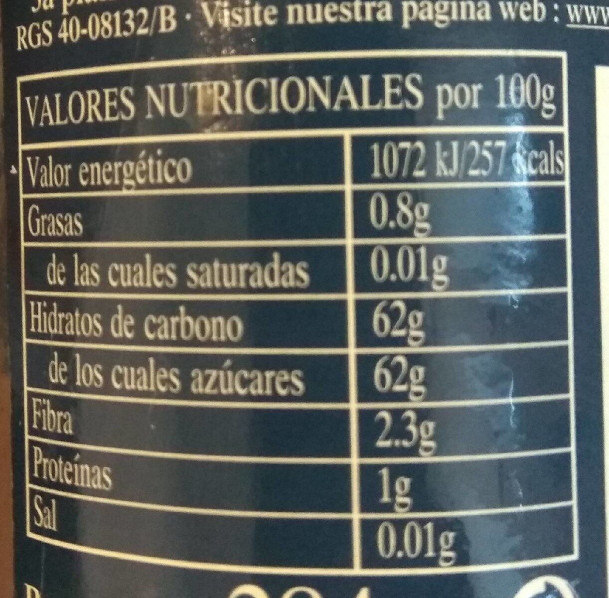 Castañas Gourmet - Información nutricional